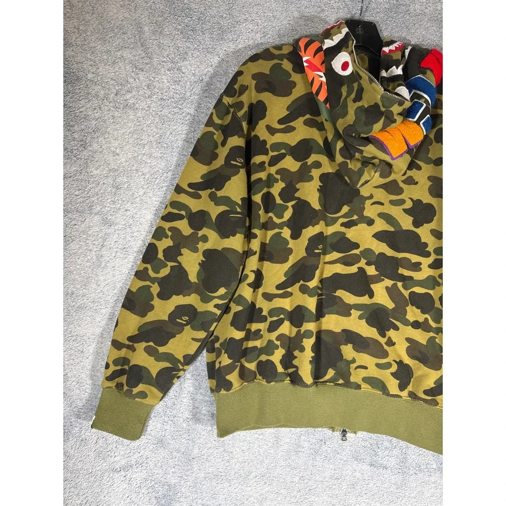 A Bathing Ape BAPE 1st Camo Shark Full Zip Hoodie Green XL Streetwear - Picture 11 of 16